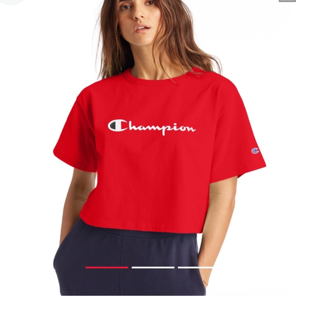 Champion Heritage Crop Tee, Vintage Logo Red XS